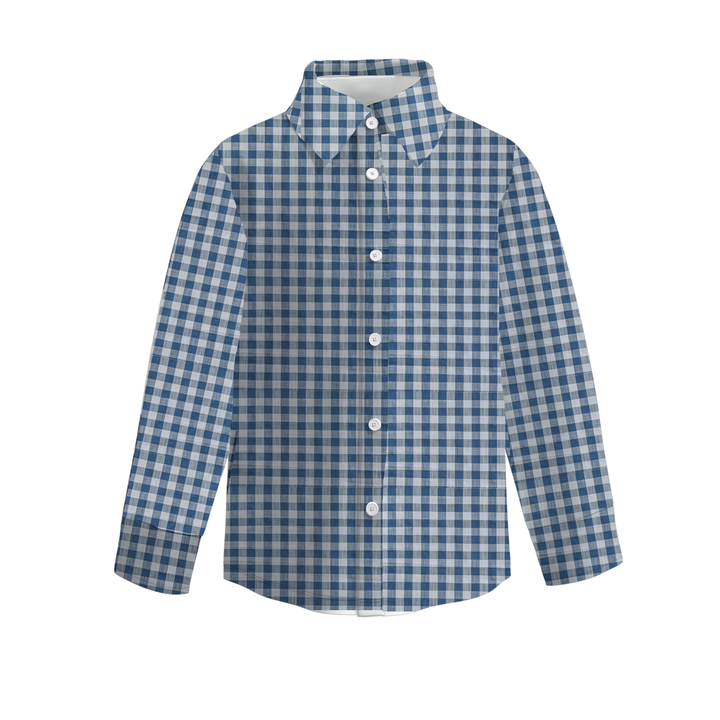 BOYS LONG SLEEVE GINGHAM BUTTON DOWN SHIRT