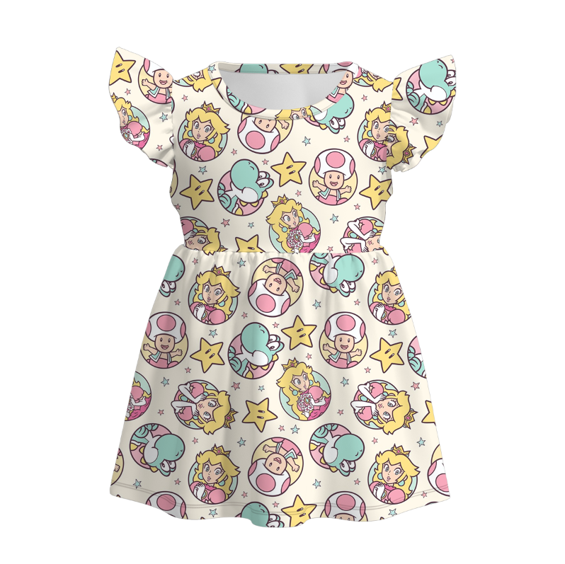 Super Mario World theme printed summer outfit for sisters