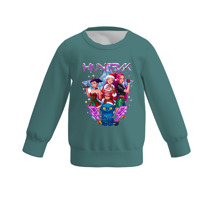Christmas KPop Demon Hunters printed sweatshirt for girls