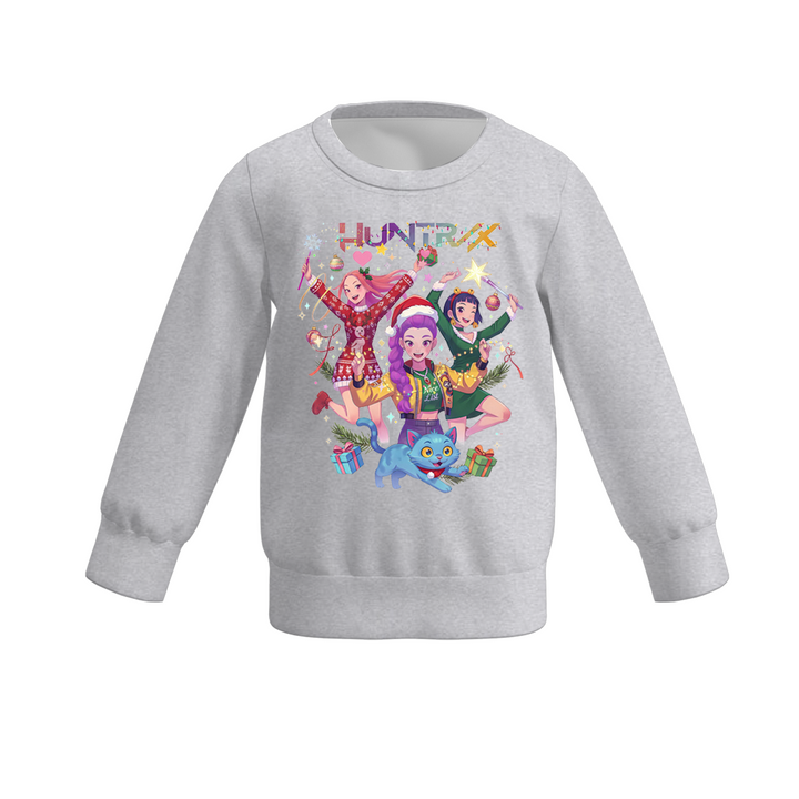 Christmas KPop Demon Hunters printed sweatshirt for girls