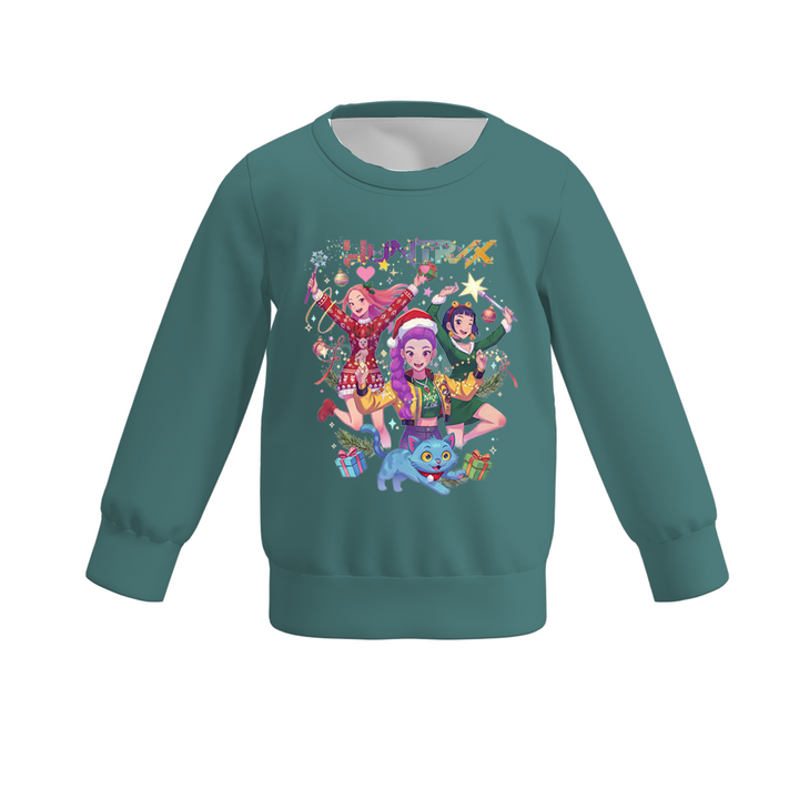 Christmas KPop Demon Hunters printed sweatshirt for girls