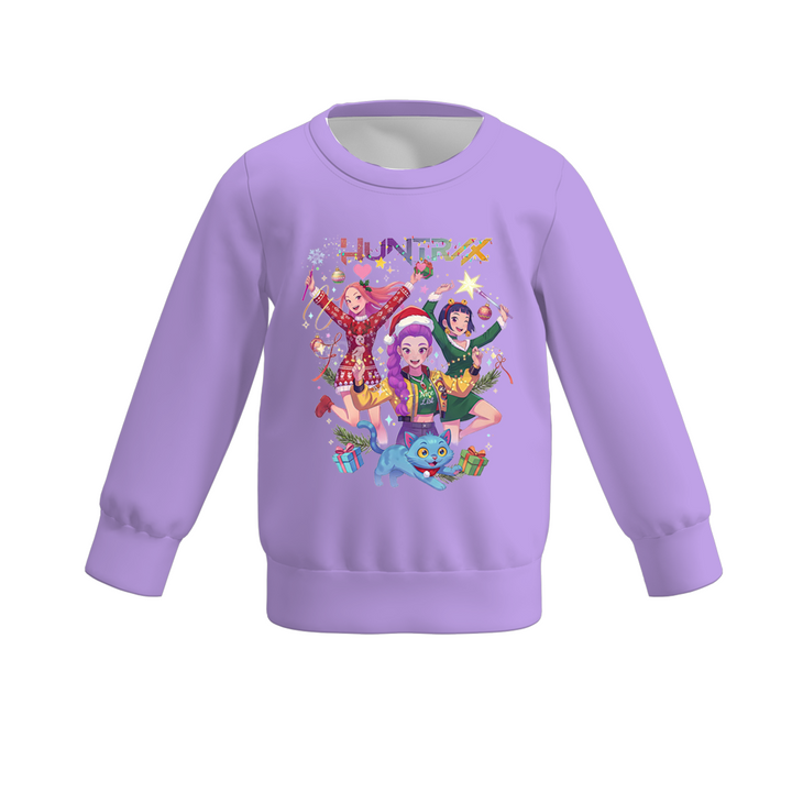 Christmas KPop Demon Hunters printed sweatshirt for girls