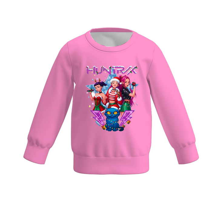 Christmas KPop Demon Hunters printed sweatshirt for girls
