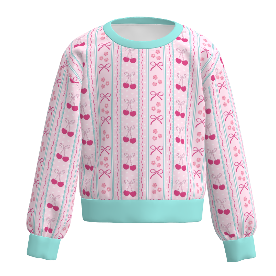 Valentine's pink heart printed pullover sweatshirt for girls
