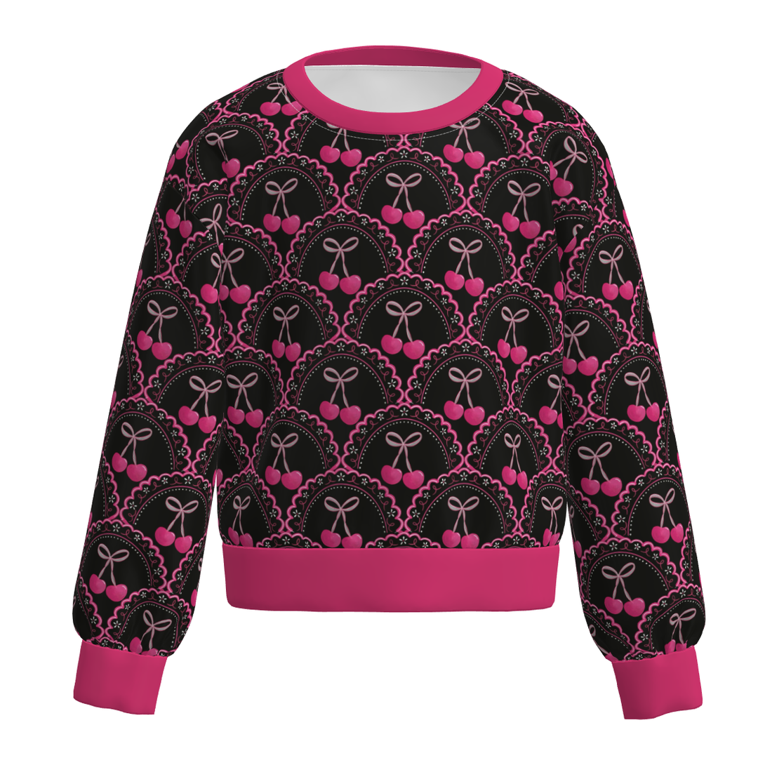 Valentine's pink heart printed pullover sweatshirt for girls