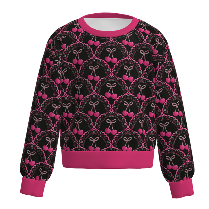 Valentine's pink heart printed pullover sweatshirt for girls