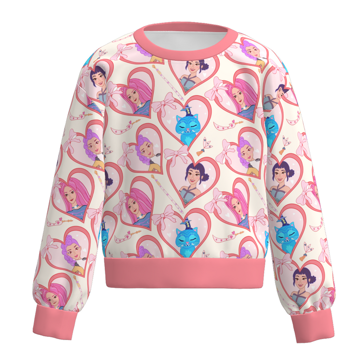 KDH K-pop inspired cute printed sweater top for girls