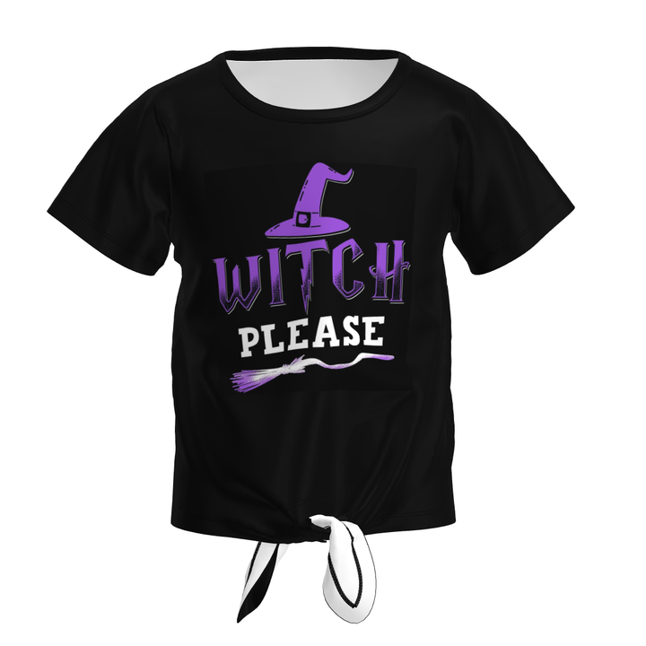 Girls Halloween letter printed Tie-hem top