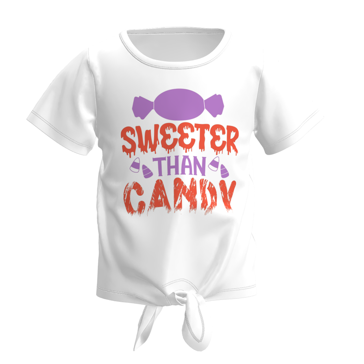 Girls Halloween letter printed Tie-hem top