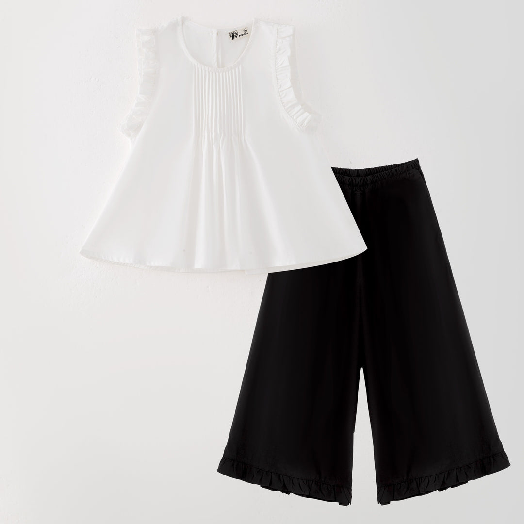 Girls cotton sleeveless Top&Wide Leg Pants Set