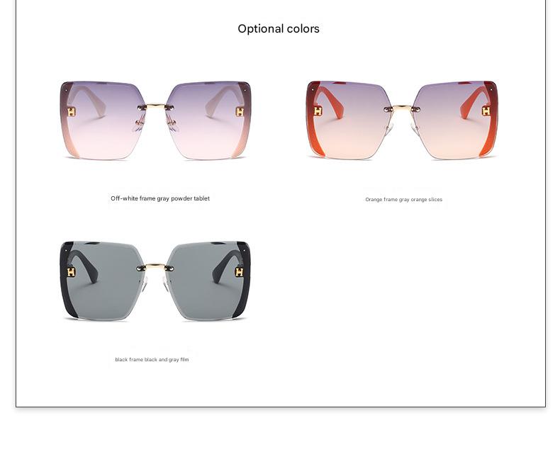 Glitter star frameless square sunglasses for women