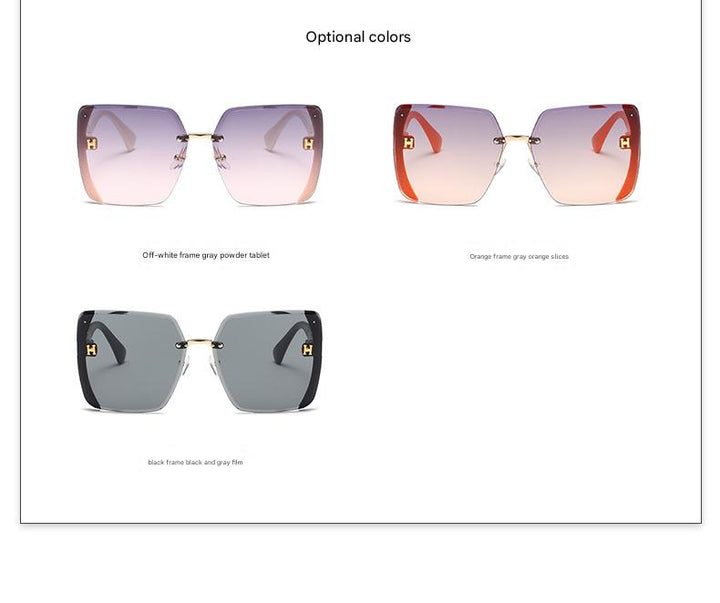 Glitter star frameless square sunglasses for women
