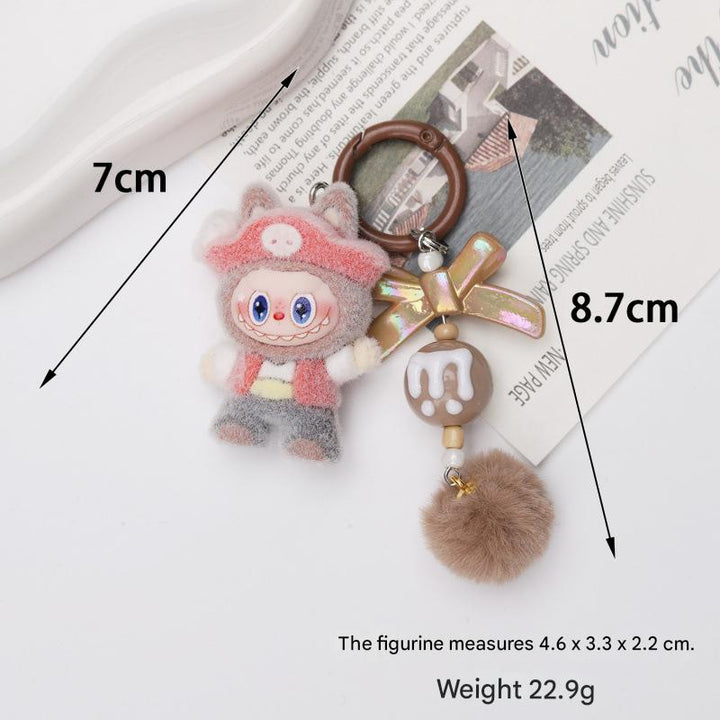 Pirate cute monster flocked keychain pendant small gift