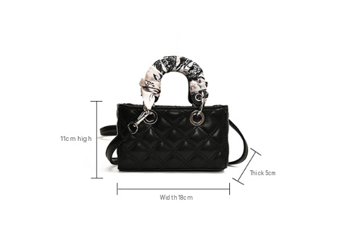 Mini Silk Scarf Handle Quilted Handbag Crossbody Bag