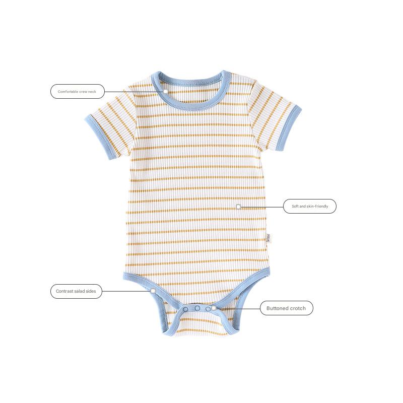 Summer Baby Pure Cotton Short-sleeved Striped Romper