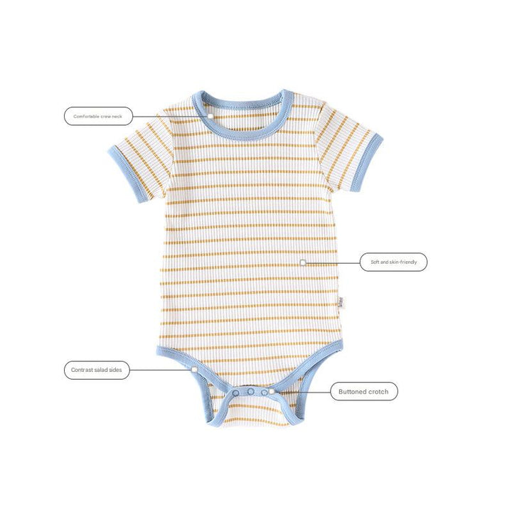 Summer Baby Pure Cotton Short-sleeved Striped Romper