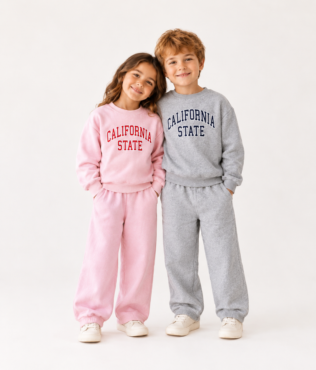 California State Letter Print Crewneck Sweatshirt & Jogger Pants Set