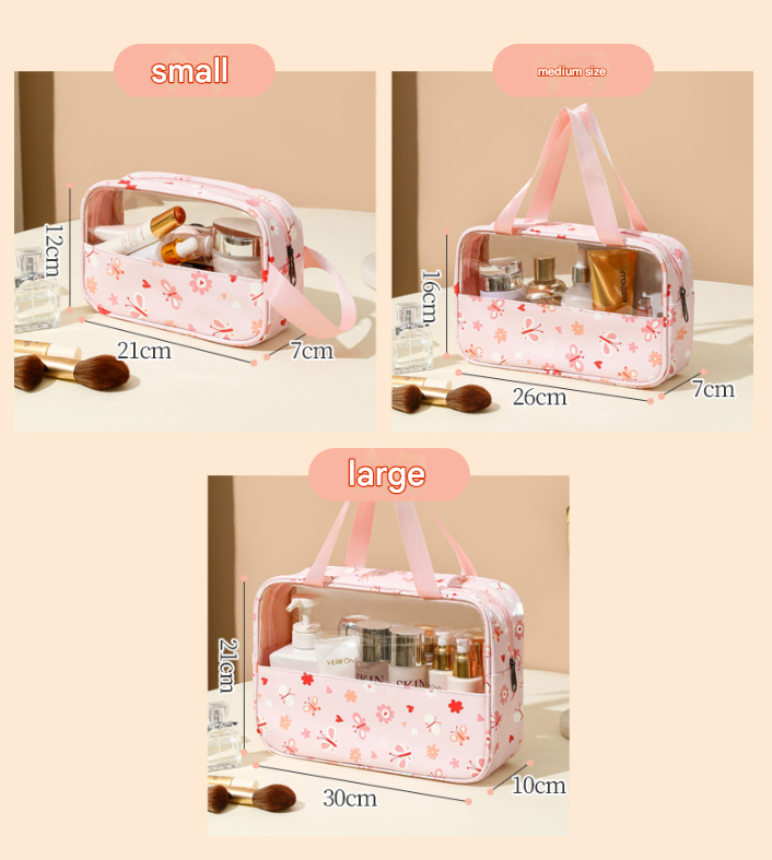 PVC large capacity cosmetic bag portable travel bag-3pcs set