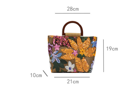 Colorful Sequins floral Mesh Embroidered Jacquard Tote bag
