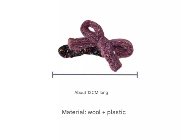 Handmade knitted bow duckbill hair clip