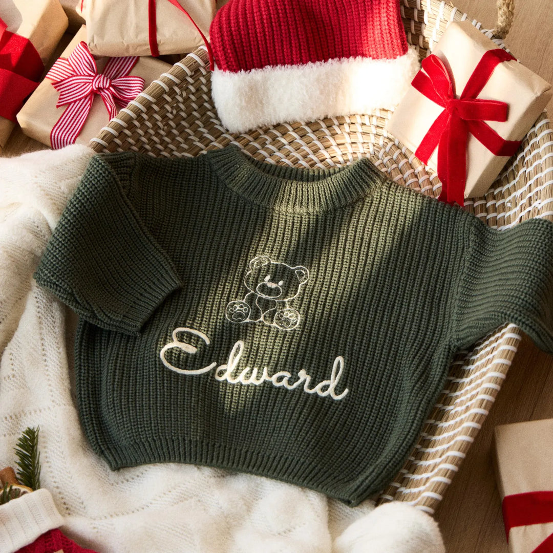 Personalized Embroidered Baby Kids Cotton Sweater Custom Name Adults Sweater
