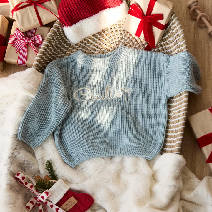 Personalized Embroidered Baby Kids Cotton Sweater Custom Name Adults Sweater