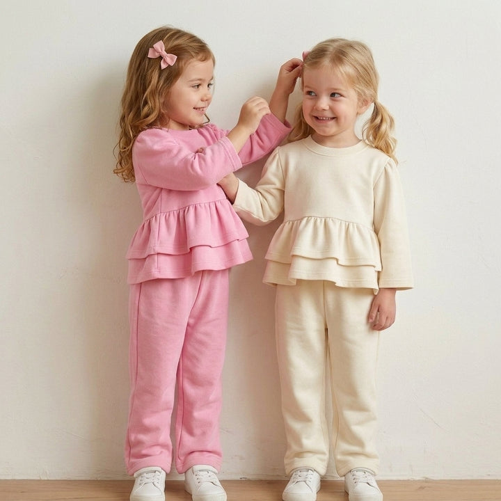 Baby Girls Double Tiered Ruffle Peplum Top &amp; Pants Set