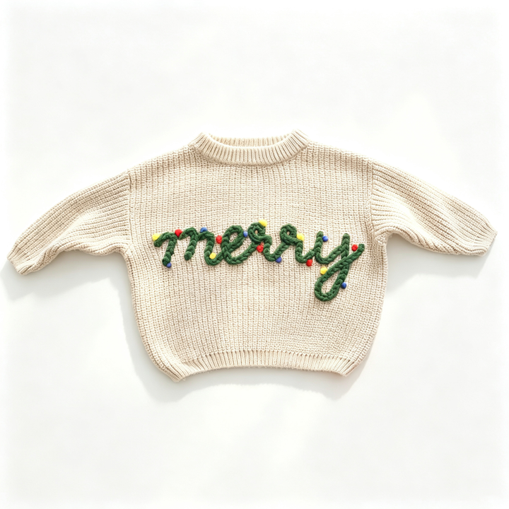 Merry Embroidered Family Matching Christmas Sweater
