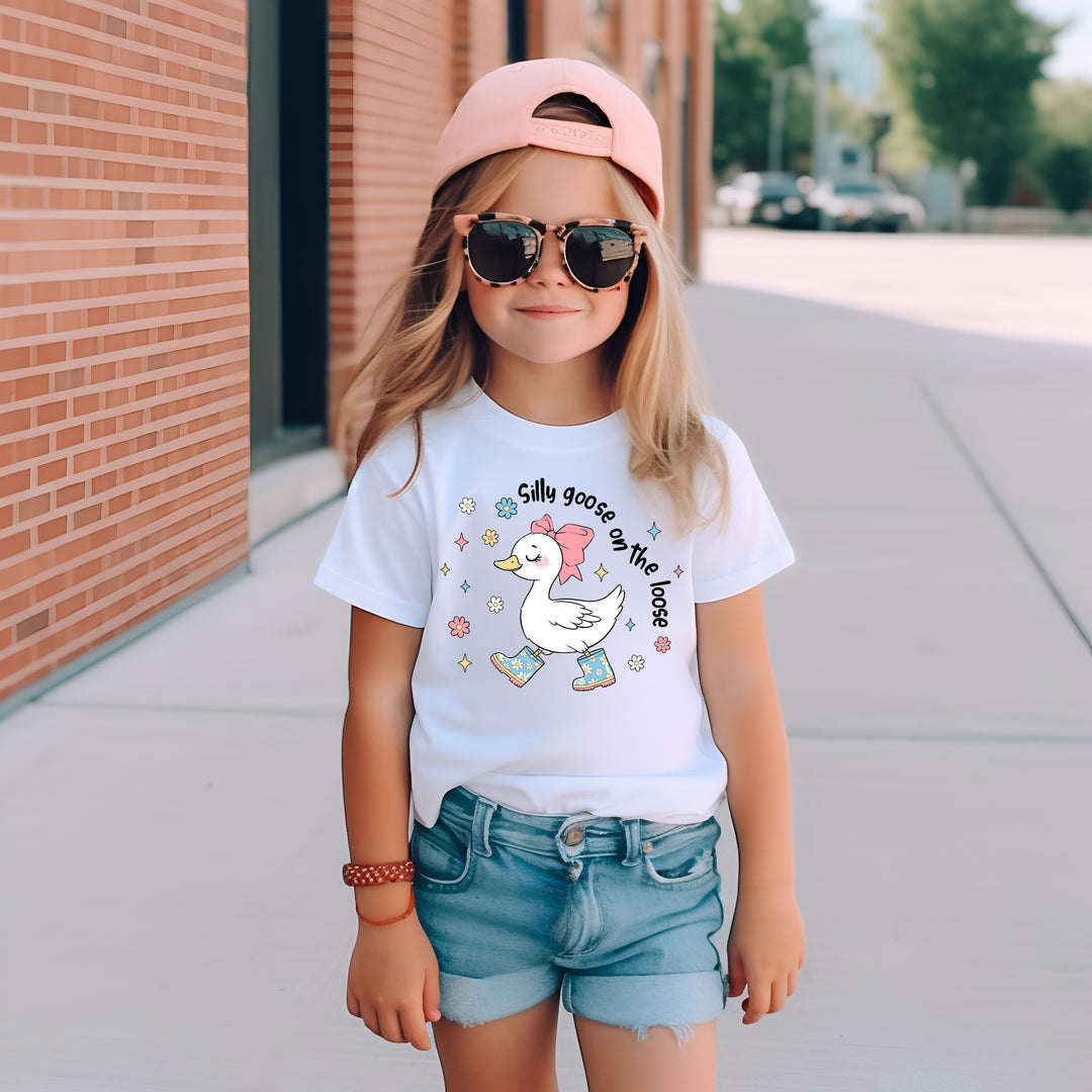 Girls cute silly goose short-sleeved T-shirt