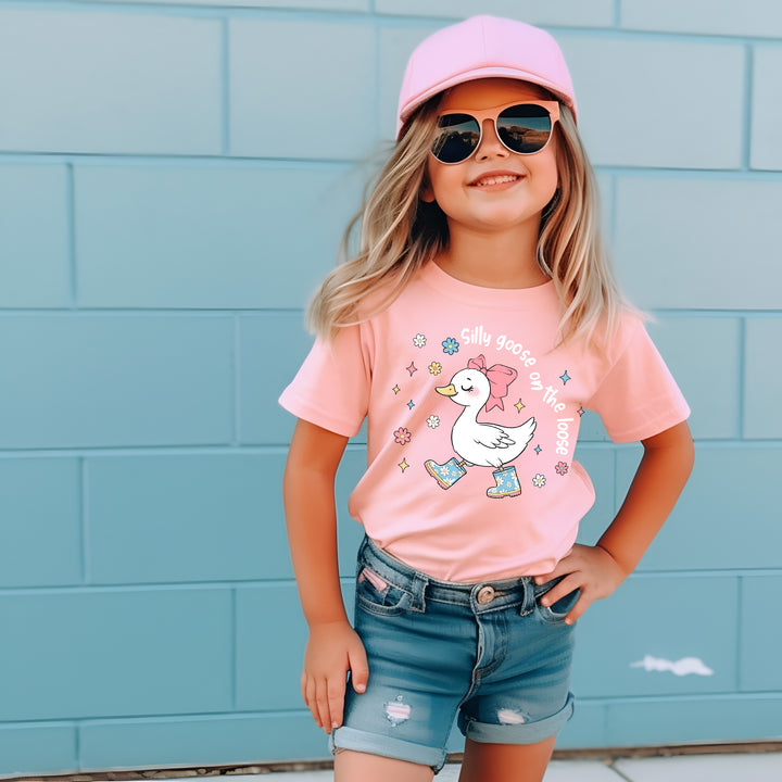 Girls cute silly goose short-sleeved T-shirt