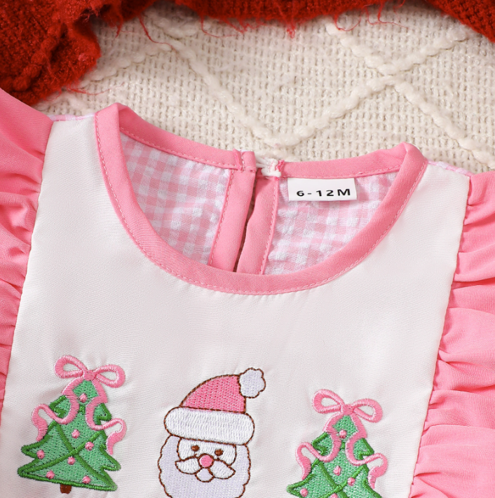Halloween ghost embroidery plaid ruffle top&pant set