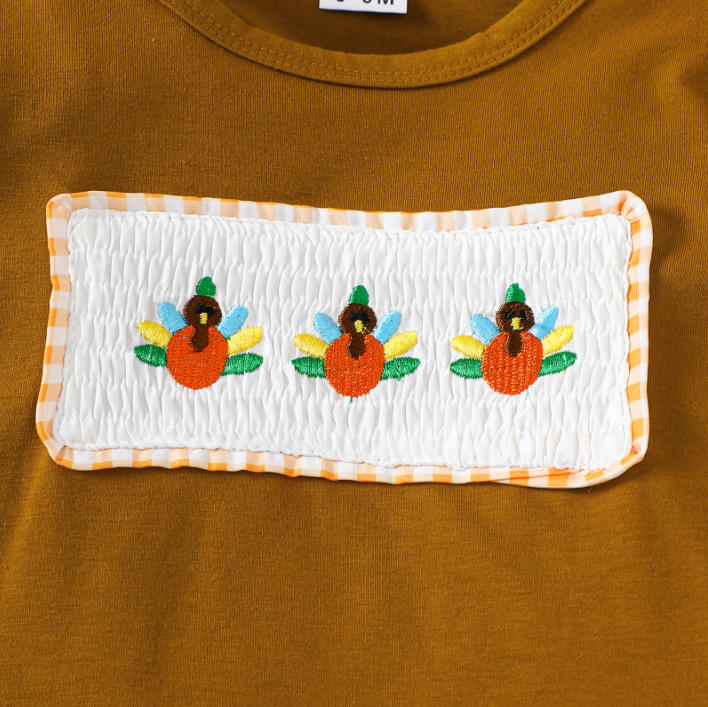 Baby boys Halloween embroidered top&plaid pant set