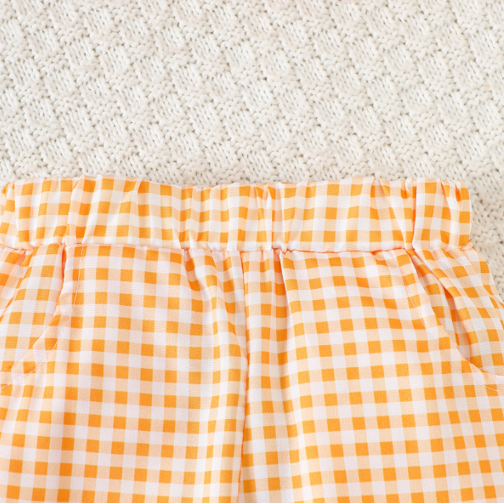Baby boys Halloween embroidered top&plaid pant set