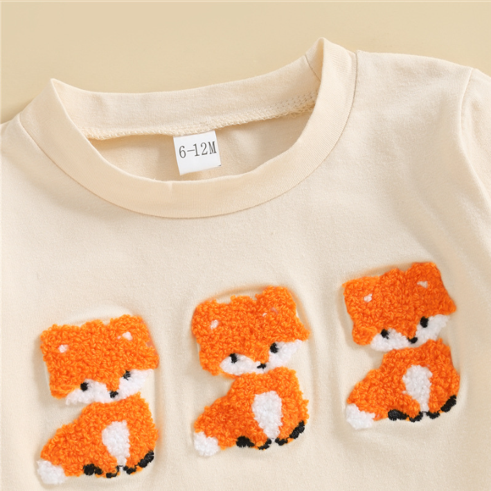 Boys Halloween Pumpkin Embroidered T-shirt&pant set